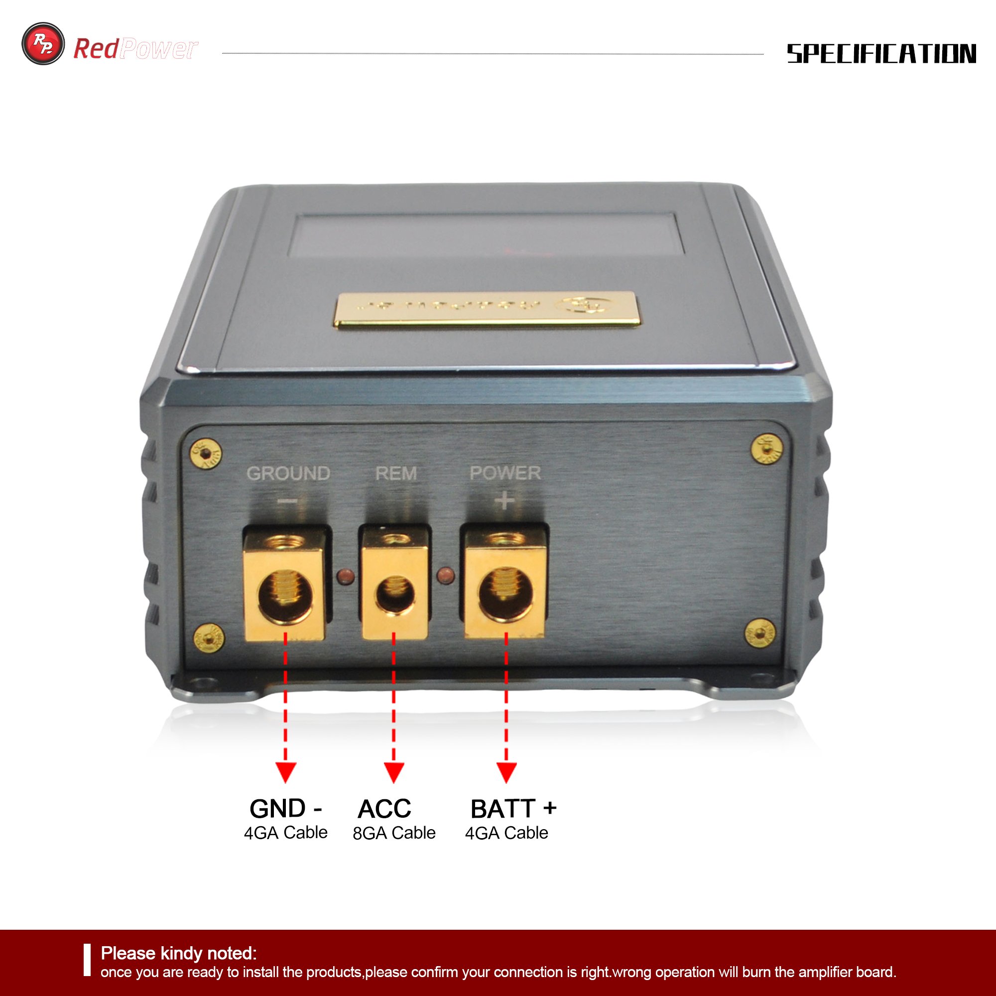 Redpower 1CH High Power Car Amplifier for Cars Auto Audio Upgrading