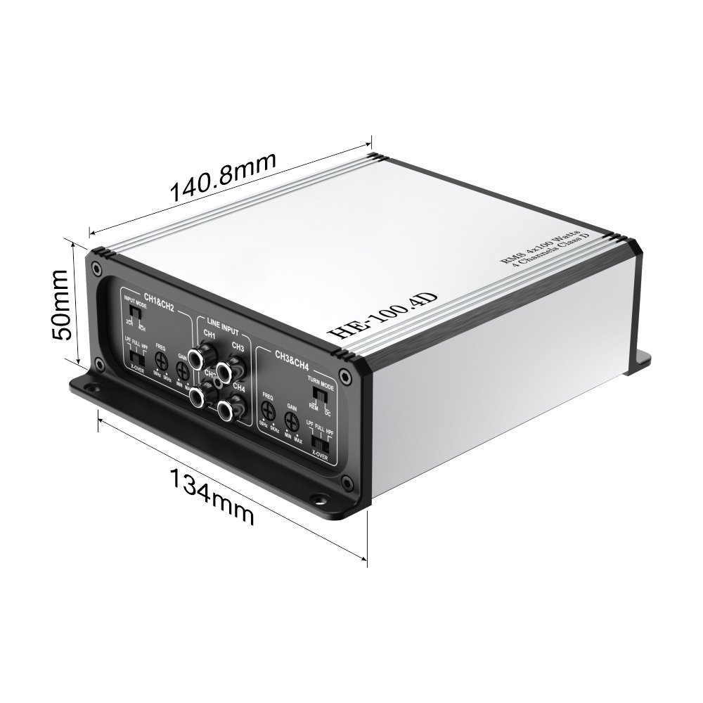 4 Channels Class D Compact Size Mini Style Cheap Car Amplifier RMS 4*100W HE-100.4D