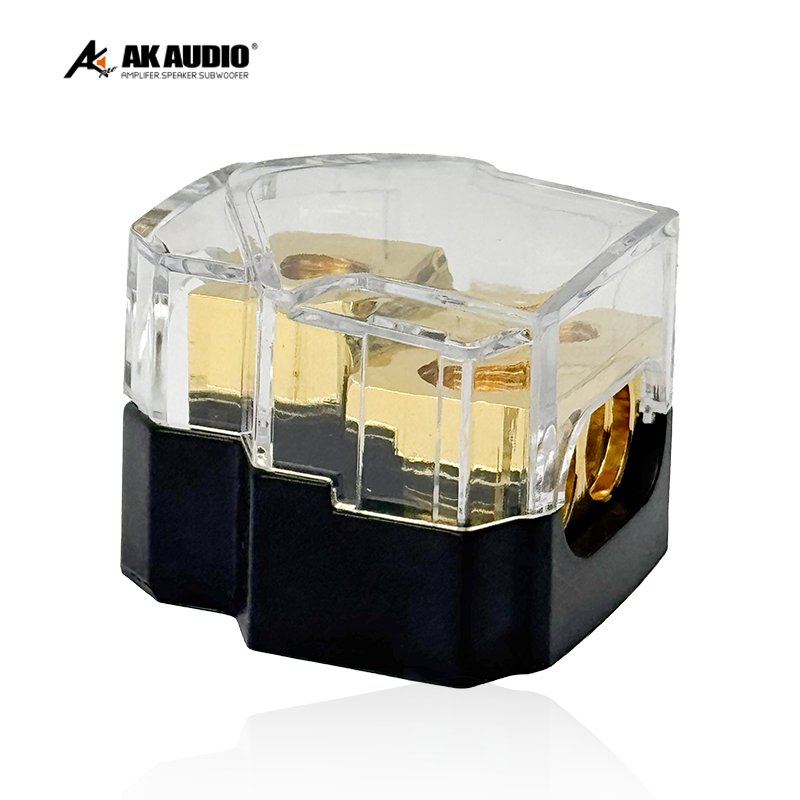 AK-DF79 Power Distribution Car Audio Fuse Holder 1out 4 T-type Ground Wires Block Pure Copper Zinc Alloy Distribution Block Car