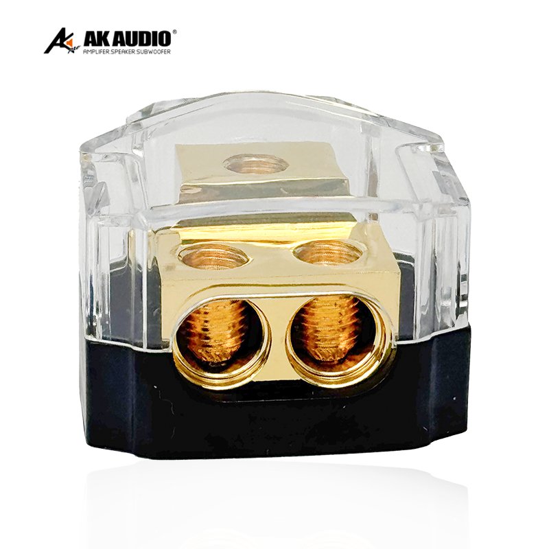 AK-DF79 Power Distribution Car Audio Fuse Holder 1out 4 T-type Ground Wires Block Pure Copper Zinc Alloy Distribution Block Car
