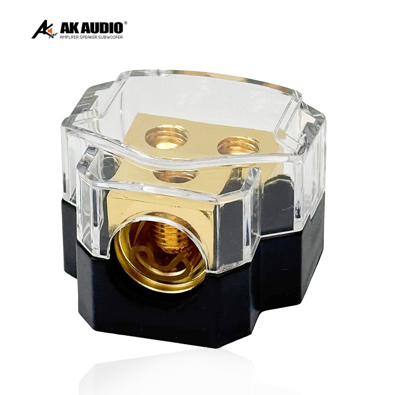 AK-DF79 Power Distribution Car Audio Fuse Holder 1out 4 T-type Ground Wires Block Pure Copper Zinc Alloy Distribution Block Car