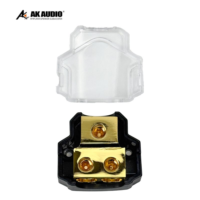 AK-DF79 Power Distribution Car Audio Fuse Holder 1out 4 T-type Ground Wires Block Pure Copper Zinc Alloy Distribution Block Car