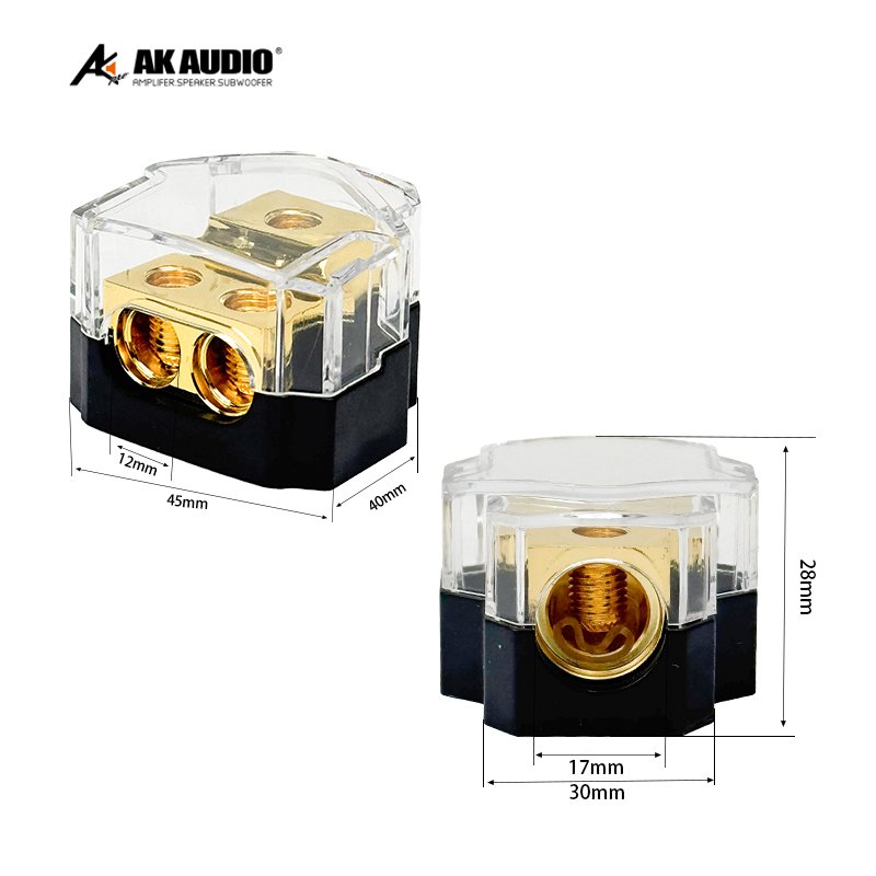 AK-DF79 Power Distribution Car Audio Fuse Holder 1out 4 T-type Ground Wires Block Pure Copper Zinc Alloy Distribution Block Car