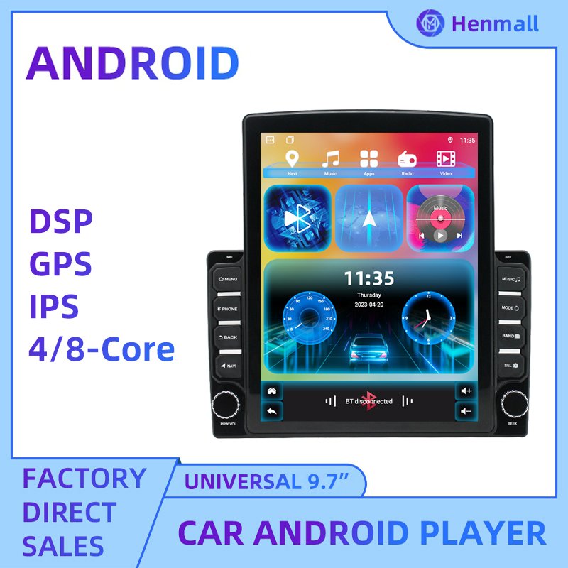 HENGMALL 9.7 Inch Vertical Touch Screen Car Stereo Universal Android Autoradio GPS Navigation 2din Android Car Radio