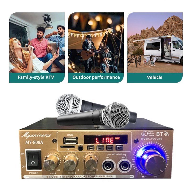 OEM Power Amplifier Desktop 6 in 1 Microphone Stereo Surround Sound Home Power Audio Amplifier