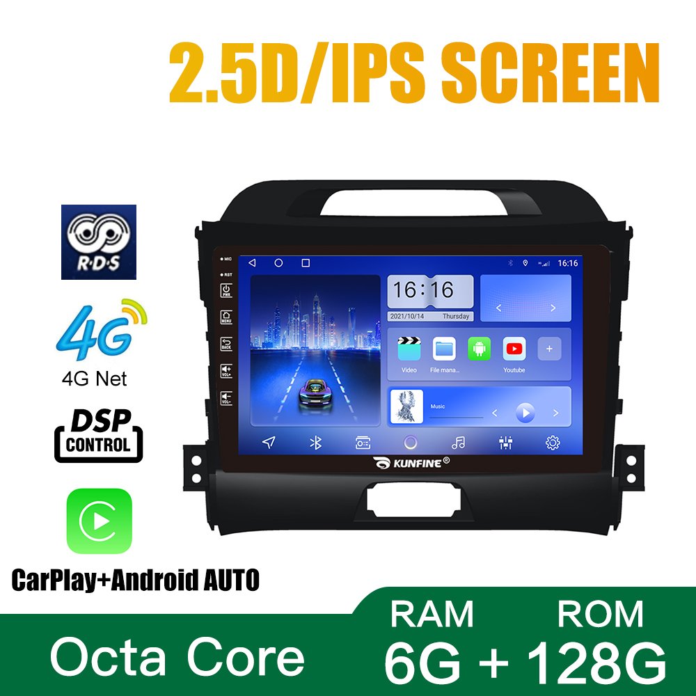 For KIA SPORTAGE R 2011-2017 9 Inch Headunit Device Double 2 Din Octa-Core Quad Car Stereo GPS Navigation Android Car Radio