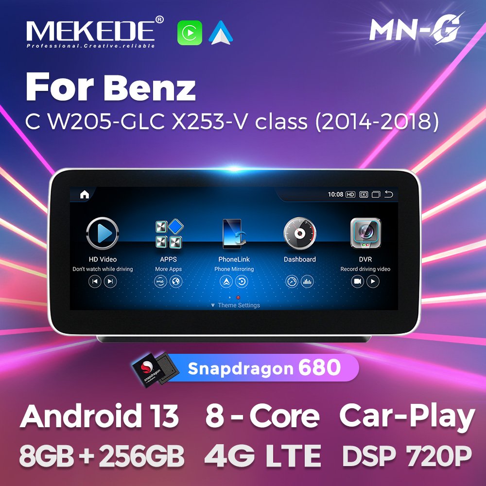 MEKEDE ID8 Snapdragon 662 680 GPS Navigation Android Screen BT 5.0 Car-play for Benz C W205-GLC X253-V Class 2014-2018 NTG 5.0