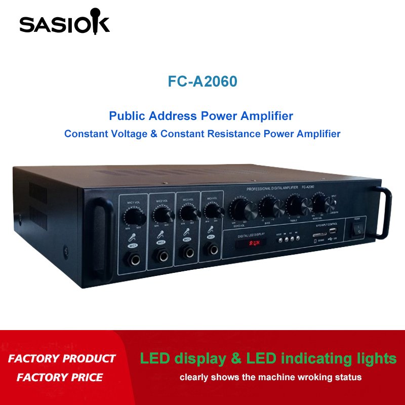 AC/DC Power FC-A2060 Mic Echo Home/car Karaoke Amplifier & Public Address Power Amplifier Support BT/USB/SD/MMC/AUX/MP3/DVD/LED.