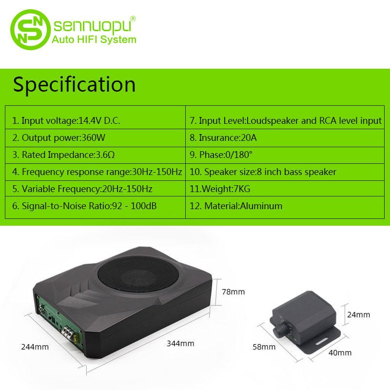 Sennuopu OEM Car Subwoofer T8 Bass Aluminum Box High Resolution Audio Player for Car System