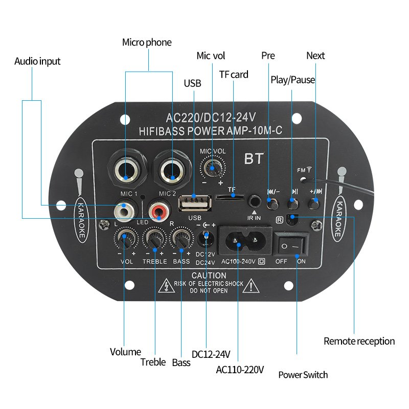 Wholesale Professional DJ Sound Audio Amplifier Dual Microphone Volume Control 8-10Inch Stereo Speakers Individual Digital