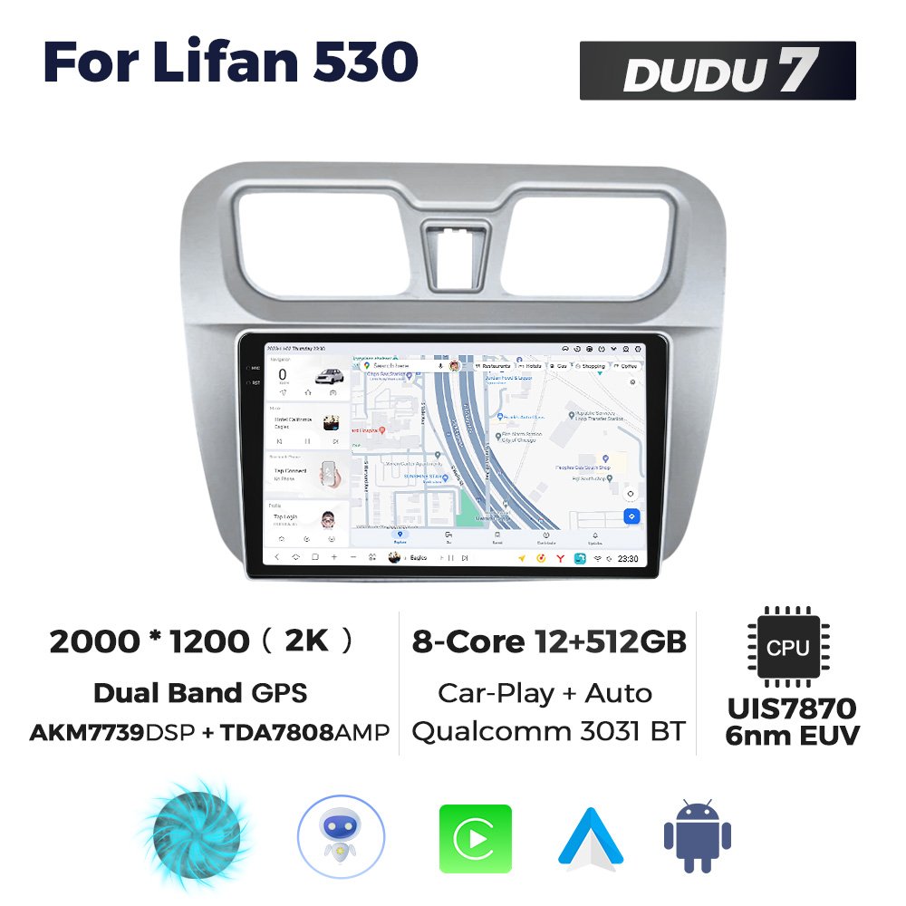 Mekede DUDUAUTO Android Car Stereo with Automatic Rotating Screen for Lifan 530 Support 4G Lte External Card Slot 5G Wifi