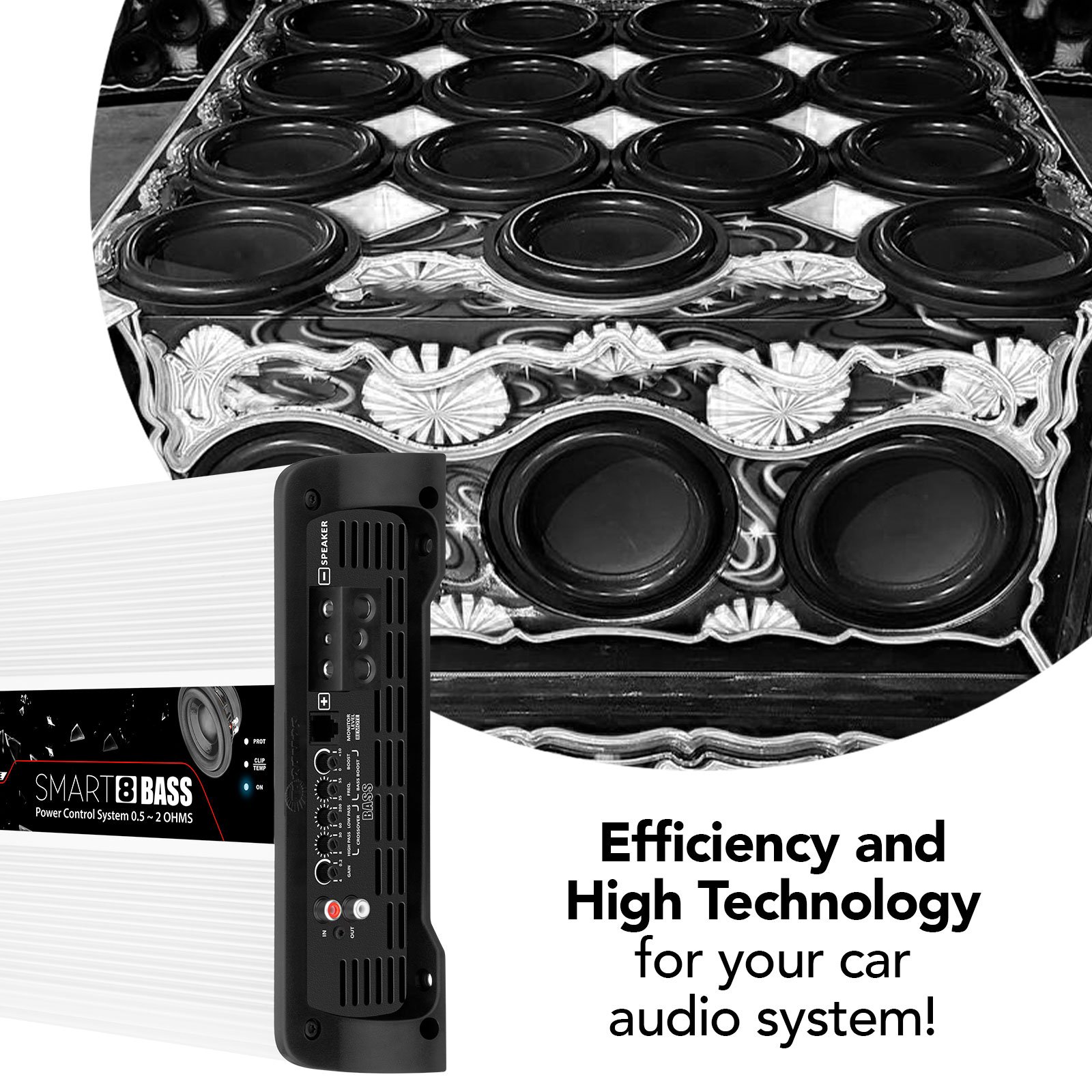 Taramps Smart 8 Bass Amplifier 0.5 to 2 Ohms 8000 Watts Multi Impedance High Performance Class D Monoblock Great for Subwoofers