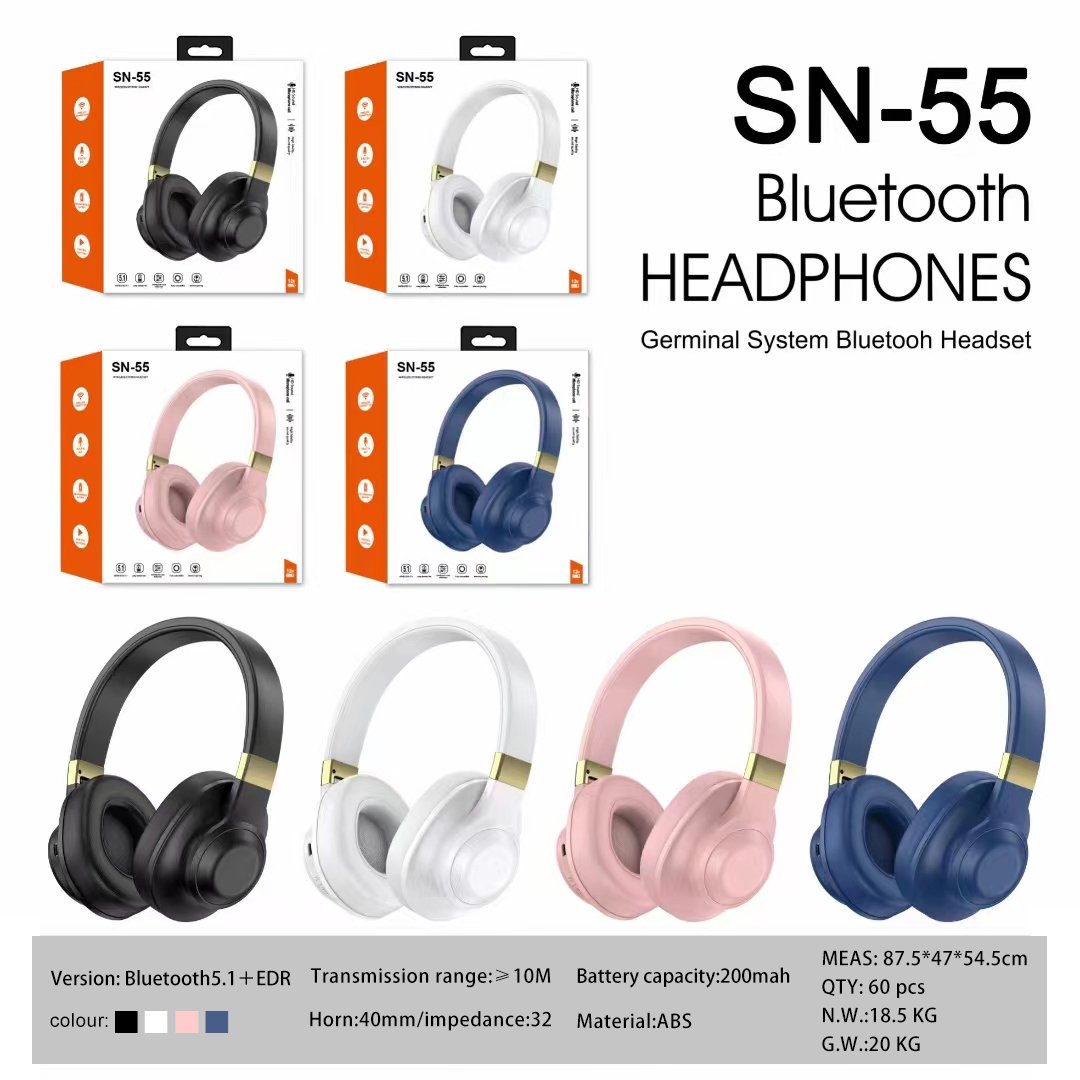 Wander SN55 Wireless Headphone Products And Accessories Earmuffs Headband Protector Audio Cables