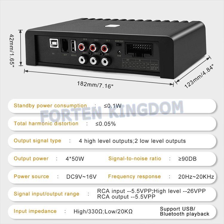 Car Interior Accessories Stereo Amps Car DSP Audio Processor Amplifier 6 Channels for Vehicle