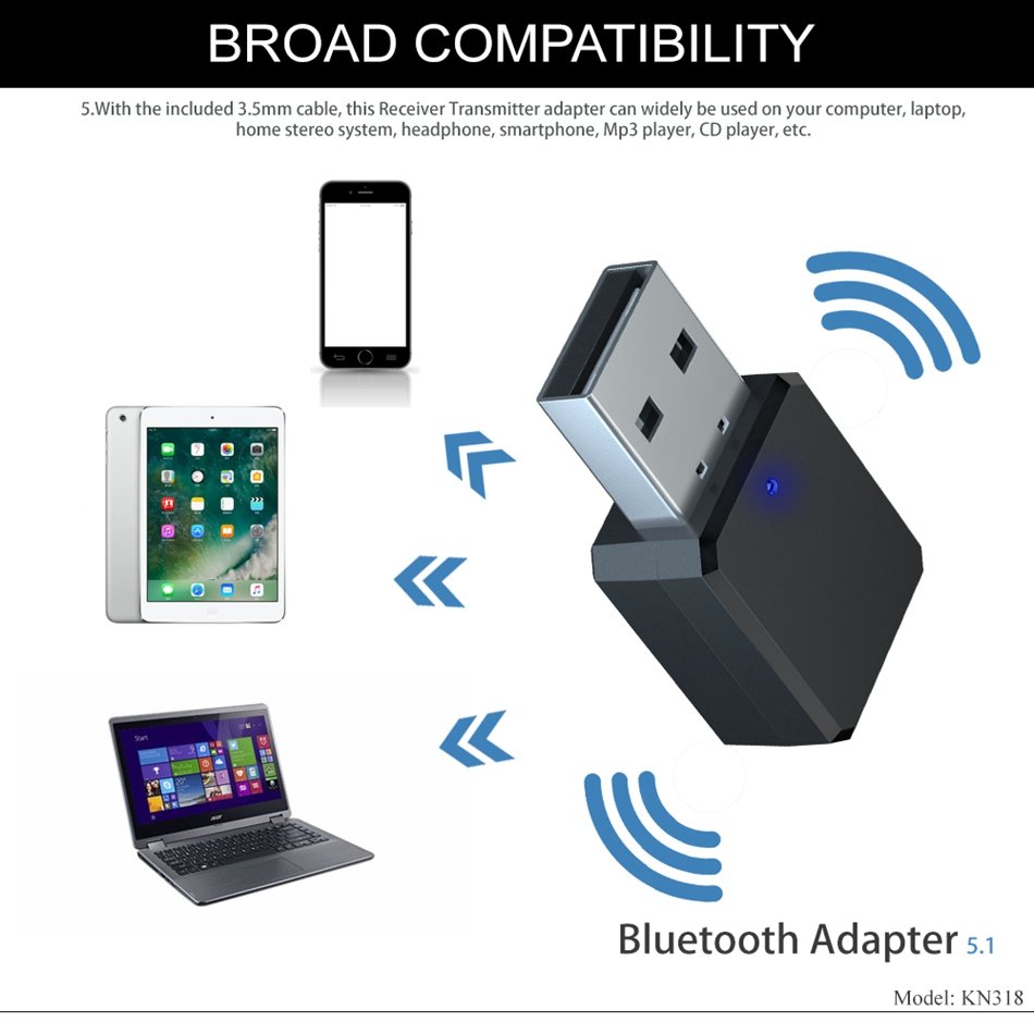 KN318 Audio accessories Bluetooth home theatre receivers for Car/Laptop/Tablet/Headphones/Speaker/MP3 Player/CD player