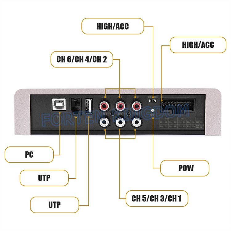 Car Interior Accessories Gold Stereo Amps Car DSP Audio Processor Amplifier 6 Channels