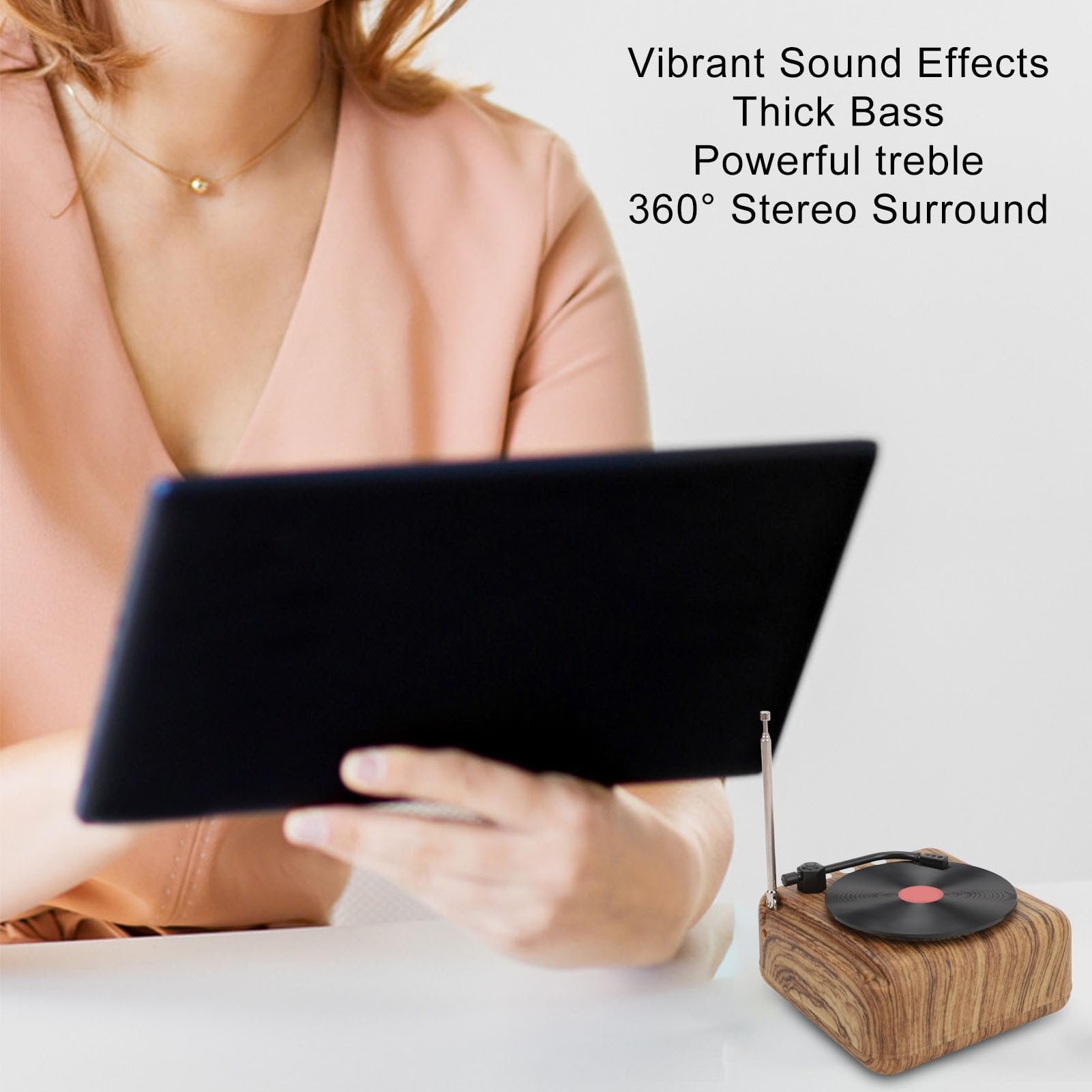 SHKL Wholesale Portable Wireless Speaker Gramophone Wooden Waterproof Chip Music Studio Light Smart Gaming Party Outdoor Sport