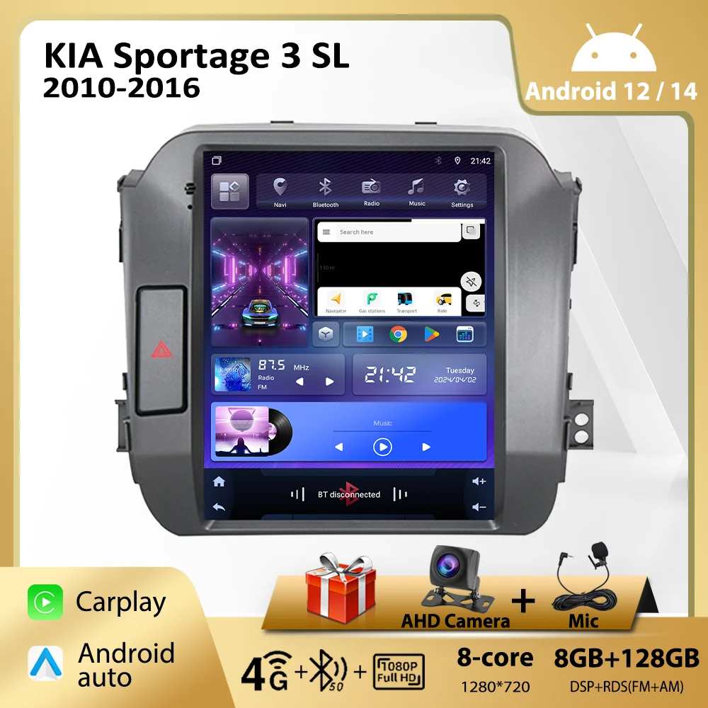 For KIA Sportage 3 SL 2010-2016 Apple Carplay Android 12 Car Radio Multimedia Player GPS Navigation HU Stereo 2Din