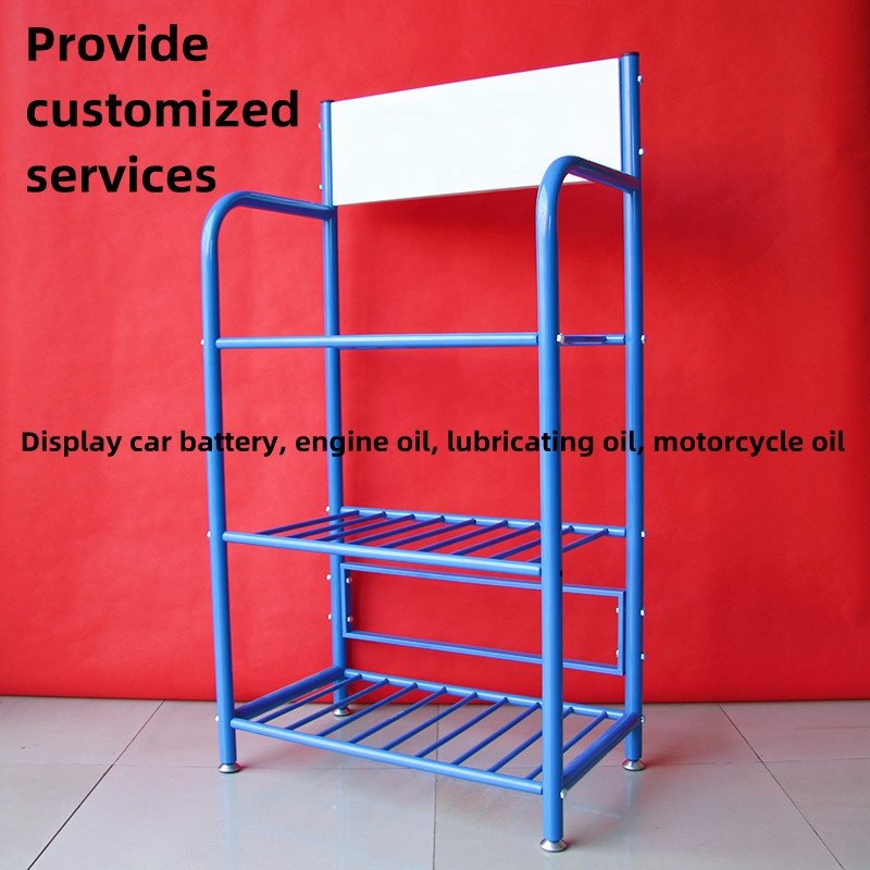 Custom Showroom Store Car Bike Lithium Battery Spare Parts Motor Engine Lubricating Oil Accessories Metal Display Rack Stand