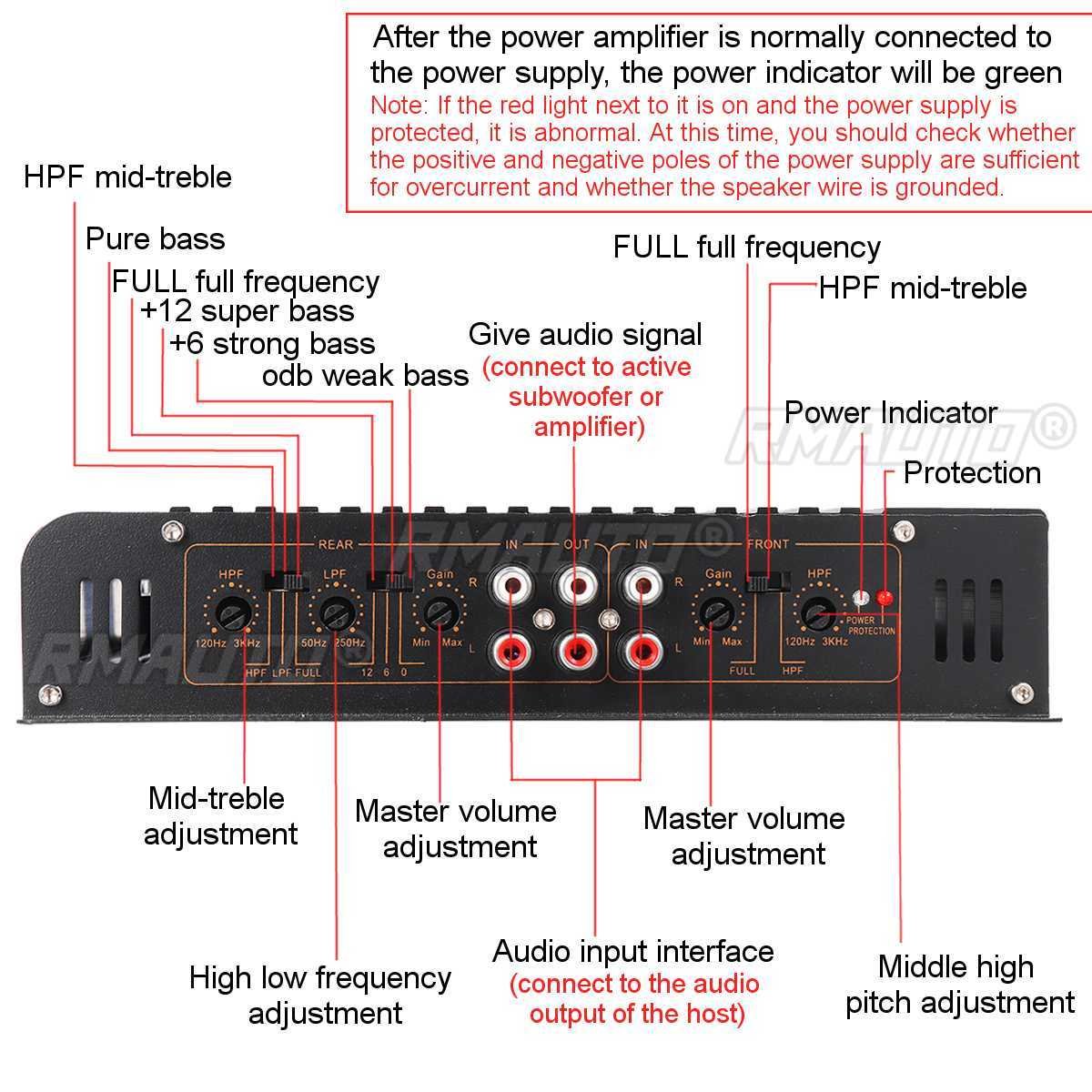 12V 7900W Car Amplifier 4 Channel Powerful Car Audio Subwoofer Aluminum Alloy Vehicle Power Stereo Amp Car Sound Amplifiers