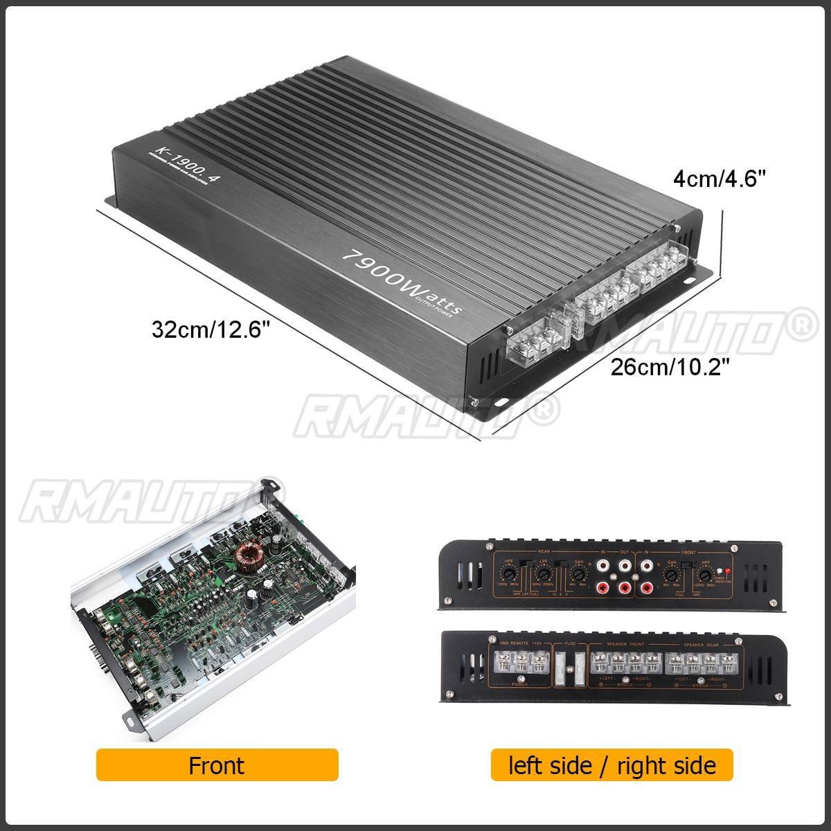 12V 7900W Car Amplifier 4 Channel Powerful Car Audio Subwoofer Aluminum Alloy Vehicle Power Stereo Amp Car Sound Amplifiers