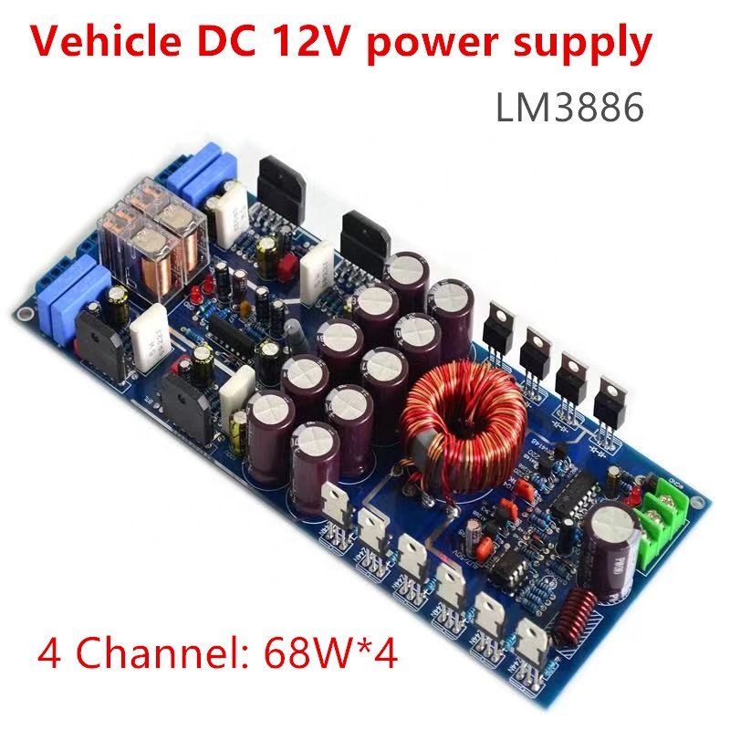 DC12V Vehicle Power Amplifier Board LM3886 Independent 68Wx4 4 Channel Power Amplifier Professional for Car
