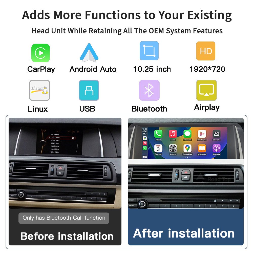 1920*720 10.25'' Auto Carplay Android for BMW Screen Linux 5 Series F10 F11 2010-2016 CIC NBT System Car Radio Multimedia Player