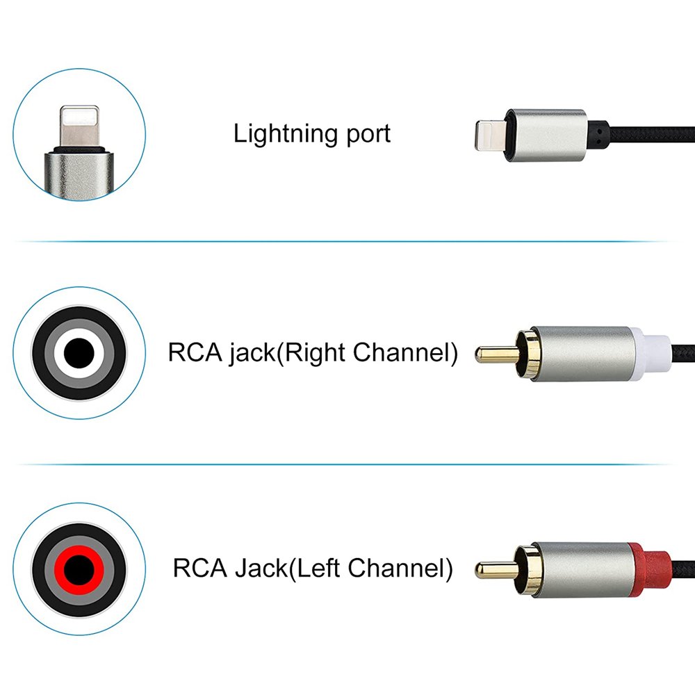 8 Pin to RCA Cable for iPhone 2RCA Y Splitter Aux Audio Cord Compatible with iPhone 14 13 12 for Amplifier, Car, Home Theate