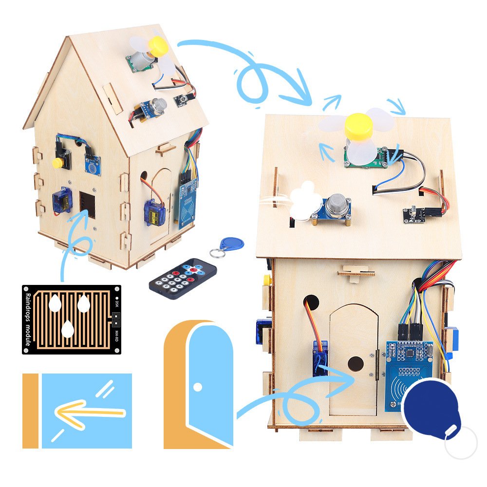 Original Compatible with Nano wooden house STEM programming kit DIY smart home entry-level kit wooden house programming kit