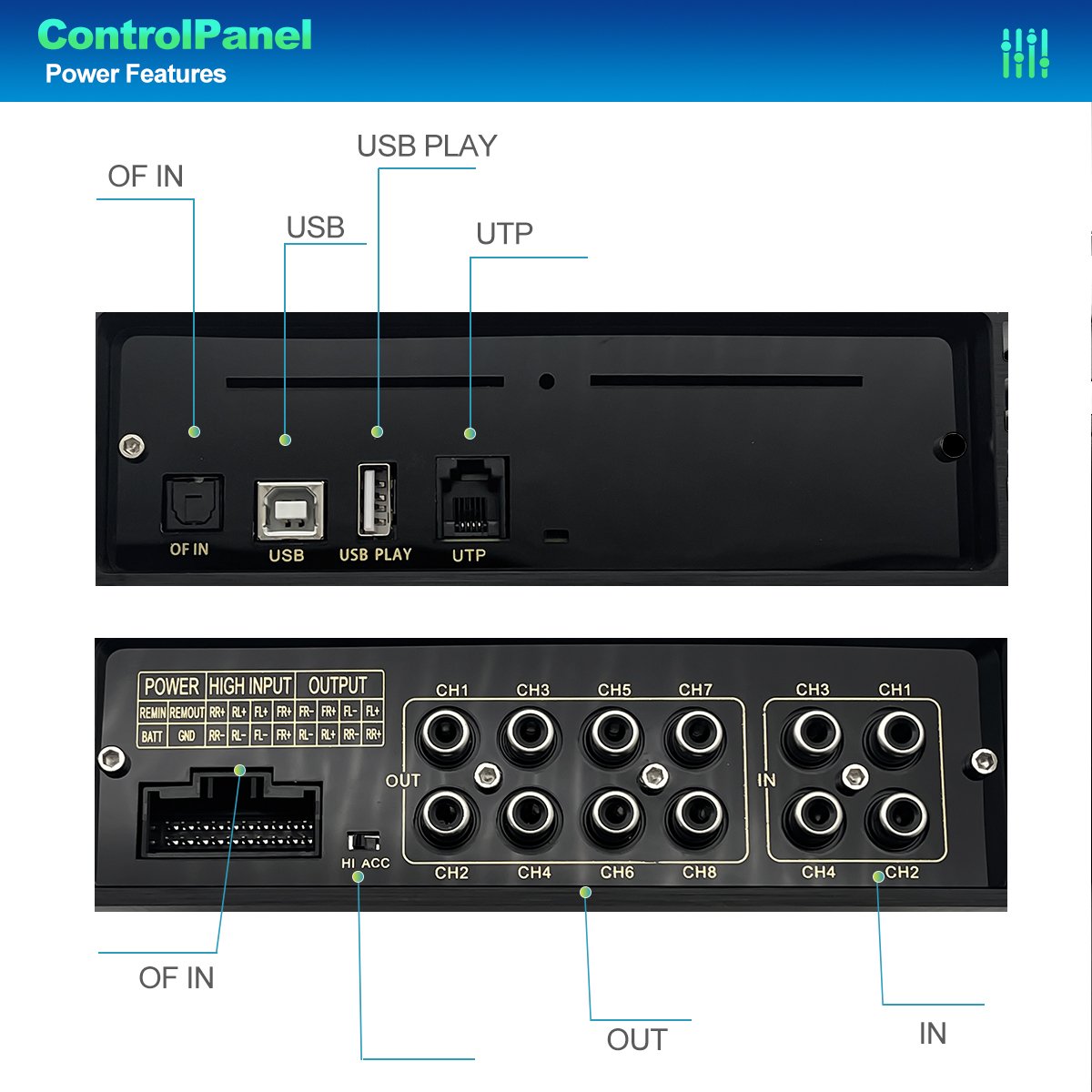 Hot Sale 4 Channel Powerful Car Bass AMP Class AB Car Audio Amplifier with Remote Speaker Level Control
