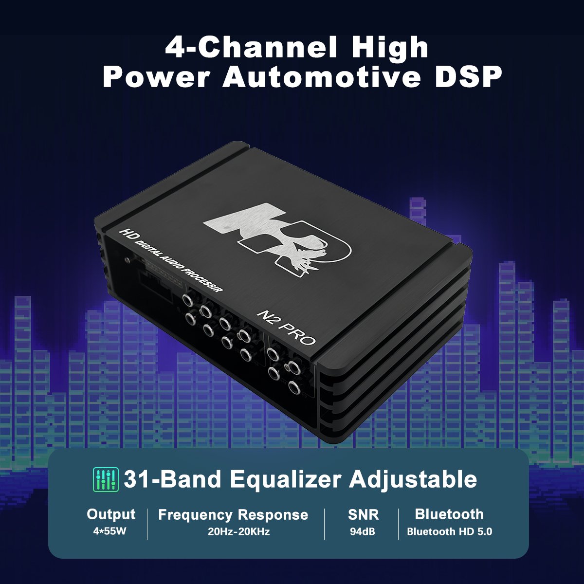 Hot Sale 4 Channel Powerful Car Bass AMP Class AB Car Audio Amplifier with Remote Speaker Level Control