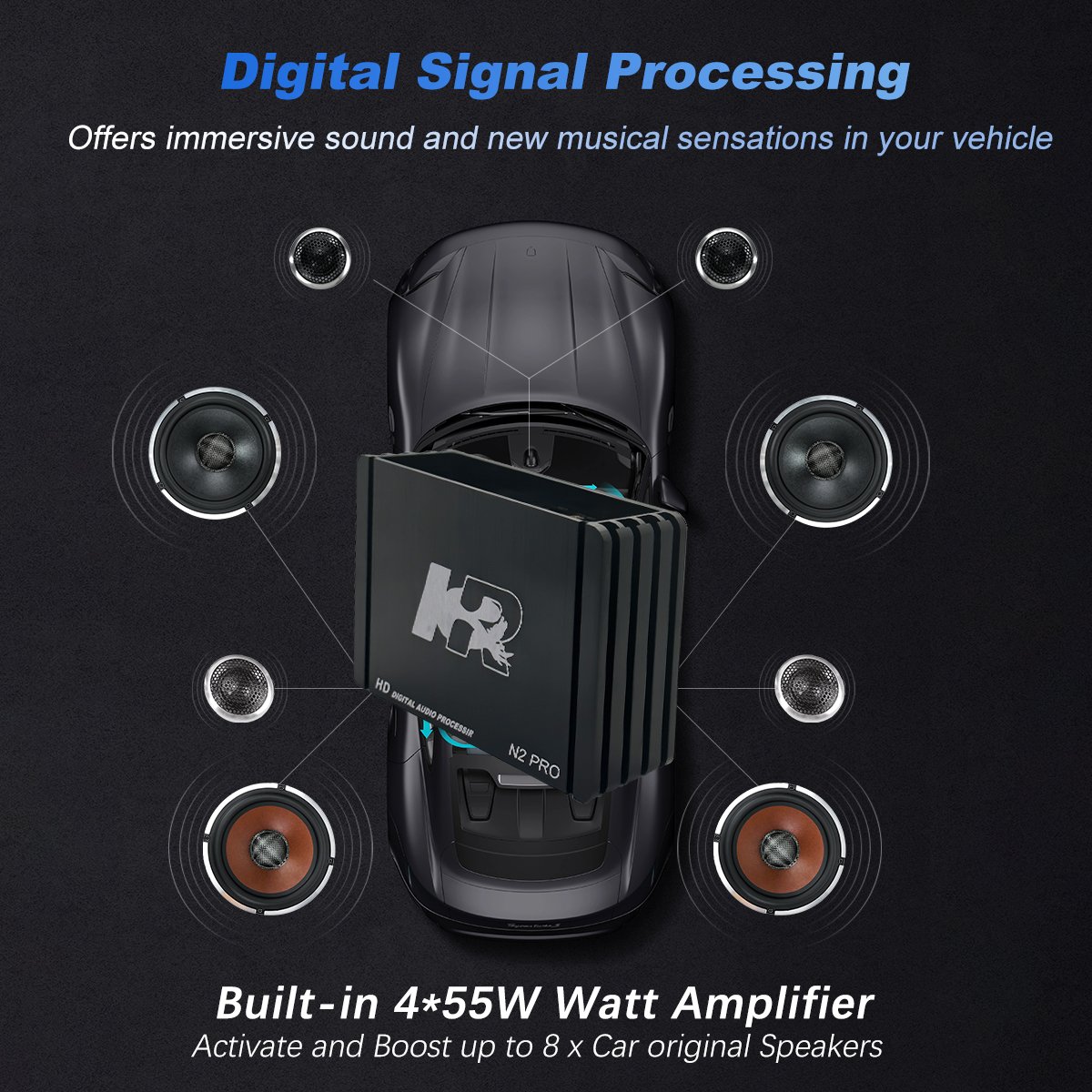 Hot Sale 4 Channel Powerful Car Bass AMP Class AB Car Audio Amplifier with Remote Speaker Level Control
