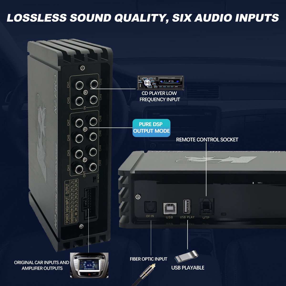 Hot Sale 4 Channel Powerful Car Bass AMP Class AB Car Audio Amplifier with Remote Speaker Level Control