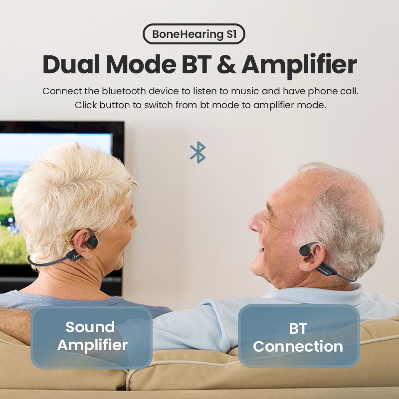 ALOVA Open Ear Wireless Bluetooth Earphone Waterproof Headset Sound Amplifier Bone Conduction Hearing Aid Headphone