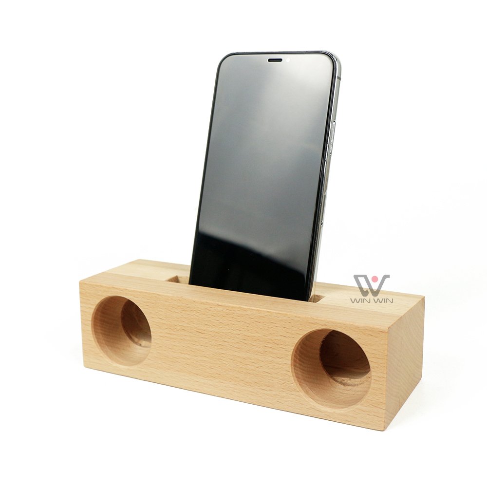 Wholesale Wooden Loudspeaker Phone Holder Bamboo Wood Phone Base Music Loud Natural Sound Speakers