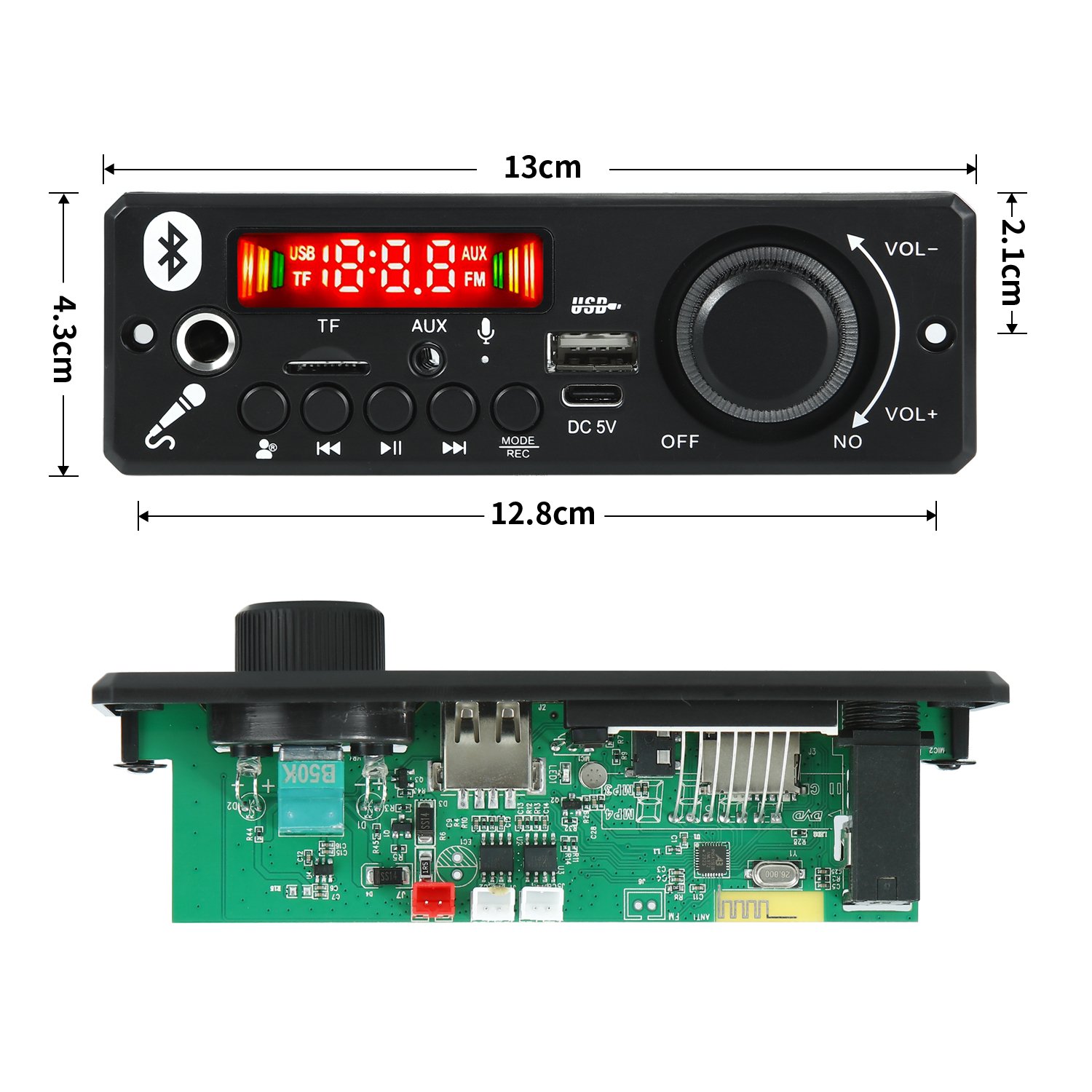 6W Amplifier Bluetooth MP3 WMA APE Decoder Board 12V 2*3W Handsfree Car Audio Microphone USB TF FM Radio DIY Mp3 Music Player