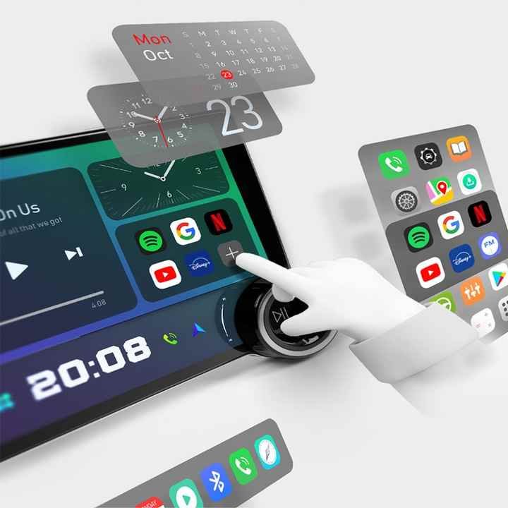 Hongrui 10.1 Inch Automotive Multimedia System Android Auto DSP Car Play Diamond AI 2K Infinite Dual Knob Car Radio Screen