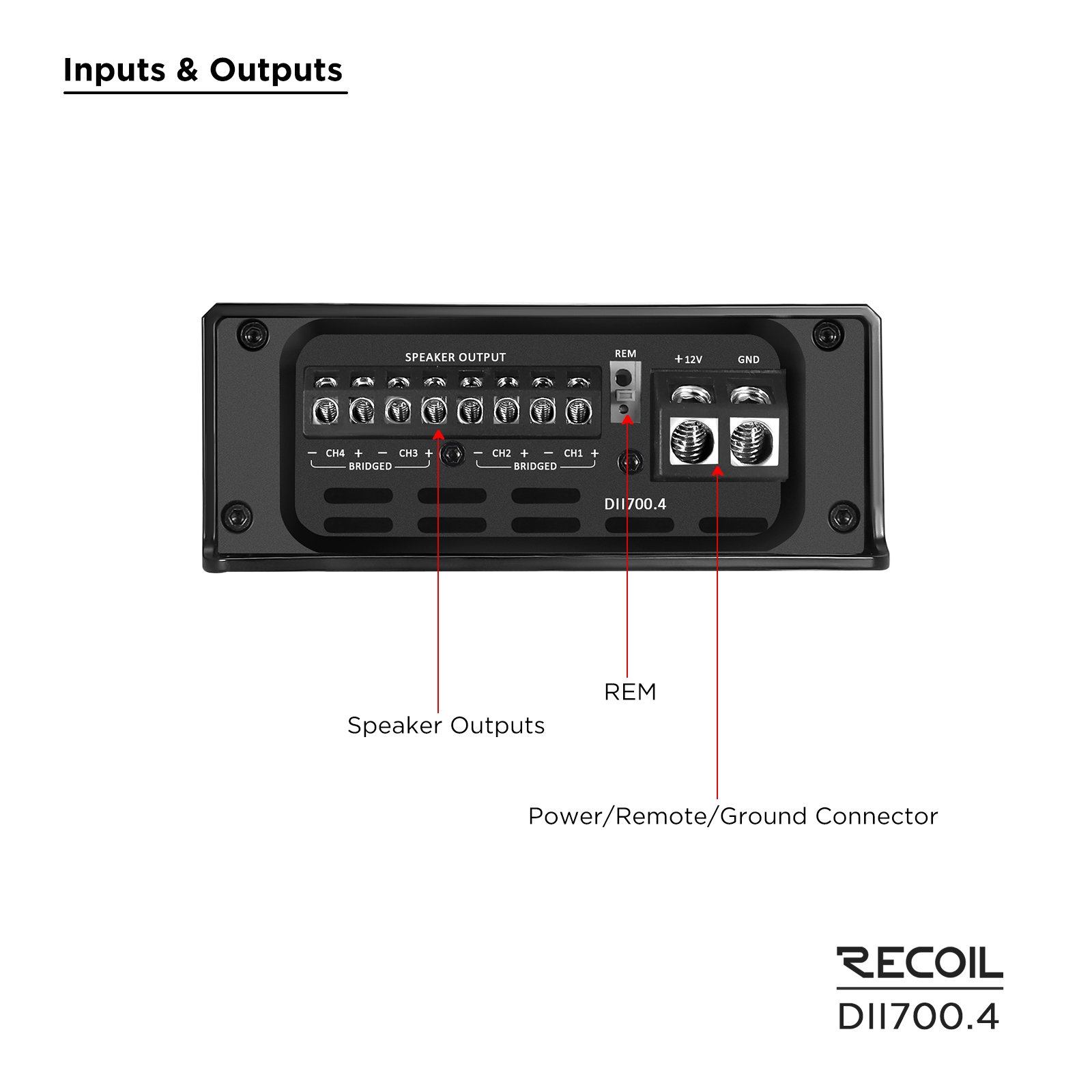 Edge DII700.4 Ultra Compact Full Range Class-D 4-Channel Car Audio Amplifier, Max 1,400 Watts, 2-4 Ohm Stable, Bridgeable