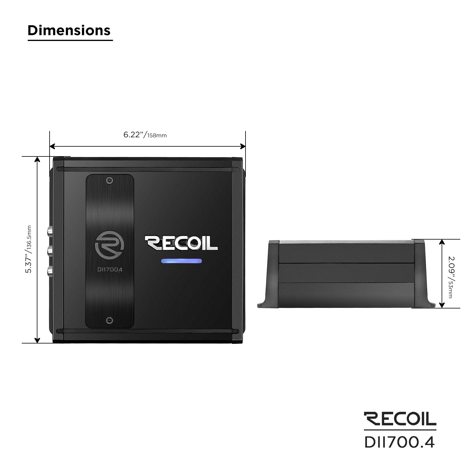 Edge DII700.4 Ultra Compact Full Range Class-D 4-Channel Car Audio Amplifier, Max 1,400 Watts, 2-4 Ohm Stable, Bridgeable