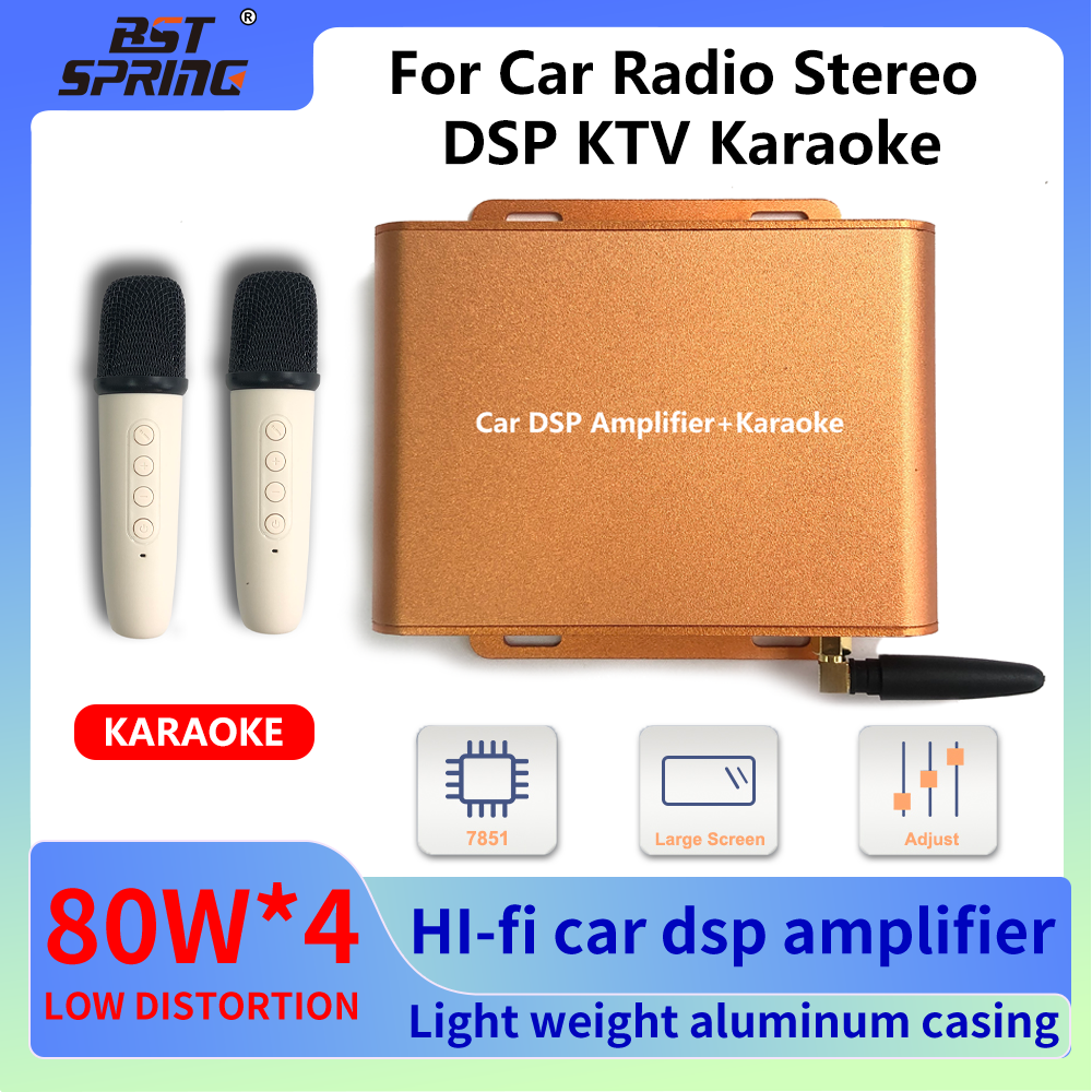 Bosstar Korean Amplifier Car Audio Karaoke With Car Wireless Microphone Dsp Power Amplifier for Android Stereo