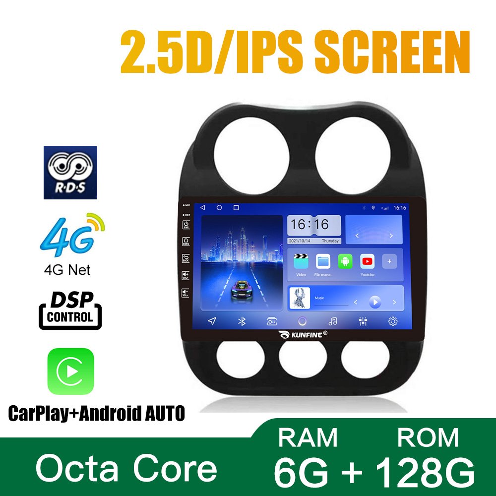 For Jeep Compass Patriot 2010-2016 10 Inch Device Double 2 Din Octa-Core Quad Car Stereo GPS Navigation Android Car Radio