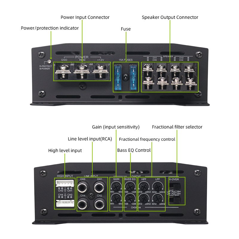 Sennuopu OEM Class d 4 Channel Amplifier Sound Digital Car Audio Amplifiers