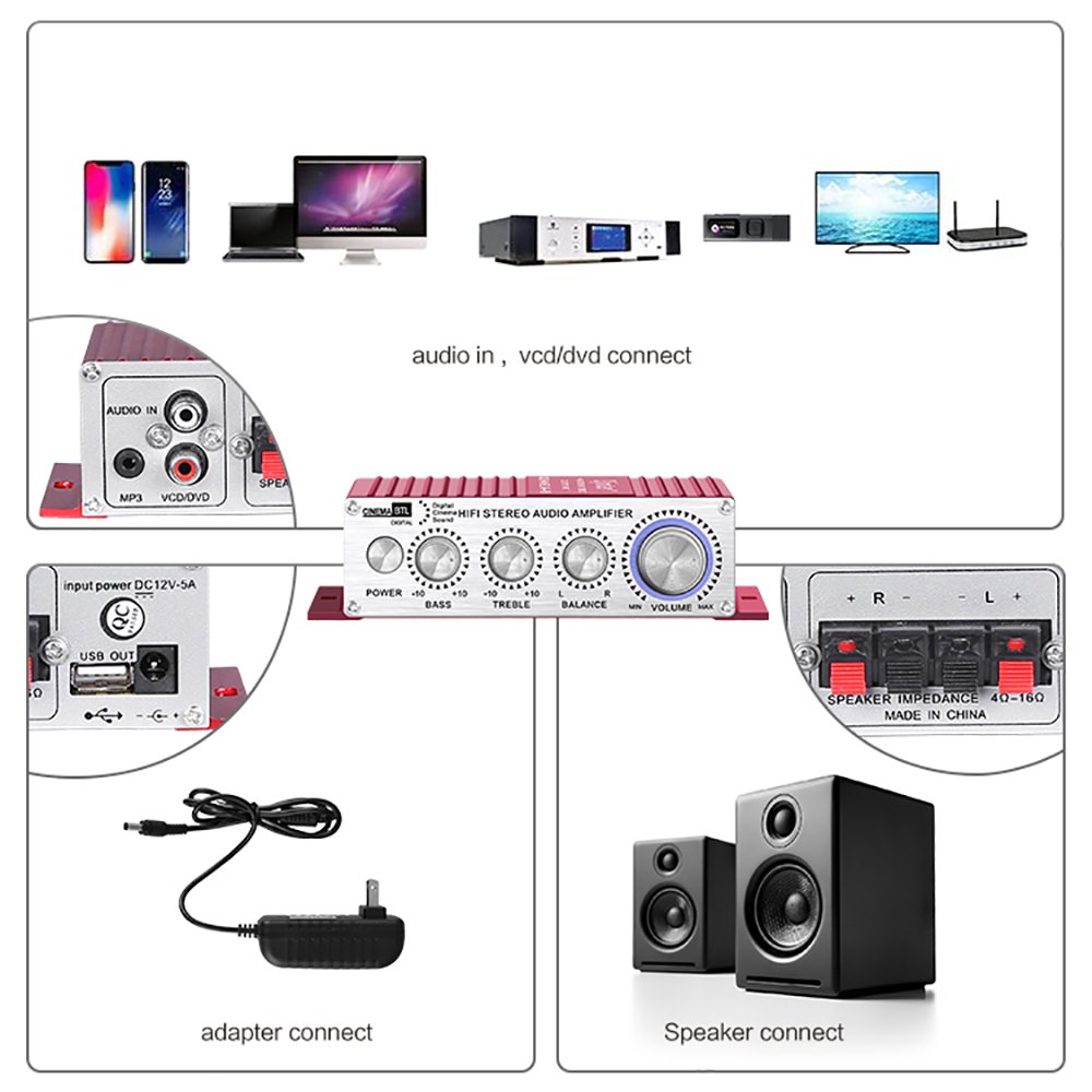 Kinter Ma-180 Dc12v Class Ab 2 Channel Mini Car Amplifier Amplifiers for Cars