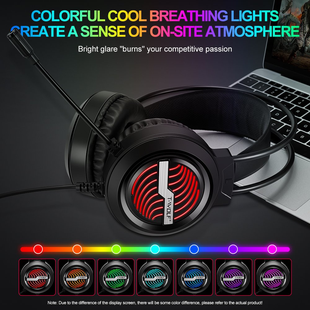 New Gadgets 2024 H130 Earphone with Microphone LED Colorful Lights headphone Work for Laptop Computer Tablet Gamer