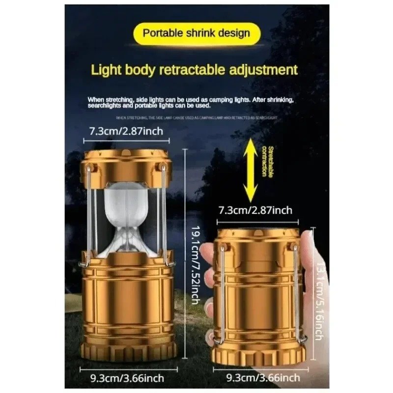 Rechargeable Solar Lantern Multifunctional LED Light for Household Portable Outdoor Camping and Car Emergency Use