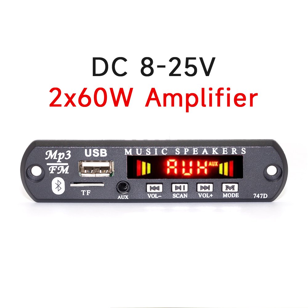 12v*50W MP3 Player Decoder Board Color Screen Bluet00th 5.0 Amplifier TF Radio USB Recording Module for Car Audio DIY Speakerrol