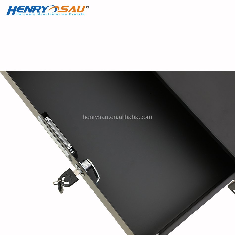 Adjustable Universal Rack Mount 14" DJ Lockable Deep 1U Drawer with Key Storage Rack Drawer for Server Cabinet Case Server Rack