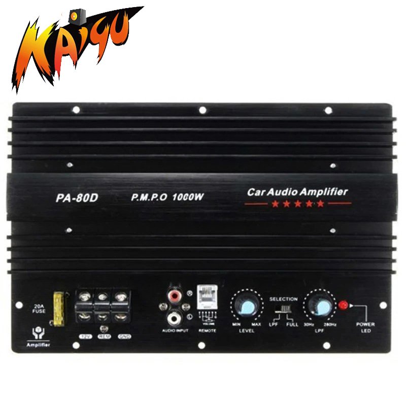 PA-80D 12V Universal 1000W Amplifier Board Mono Car Audio Power Amplifiers Powerful Bass Subwoofers Sound Amplify for Car Modi