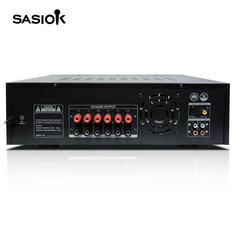AV-735A 6(5.1) Channels 600W HIFI Around Sound Echo/balance Audio System Home Theater Amplifier with BT/USB/SD/AUX Functions.