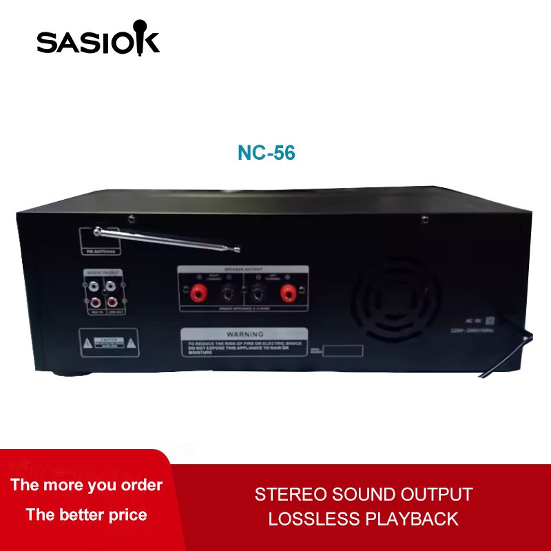 New Design NC-56 0.3% Low Distortion Rate Home/karaoke Amplifier with BT/USB/SD/AUX/FM Radio Functions.